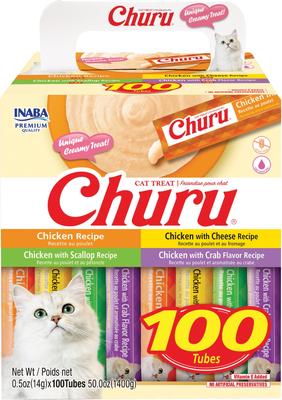 INABA Churu Grain-Free Chicken Variety Lickable Cat Treat, 0.5-oz