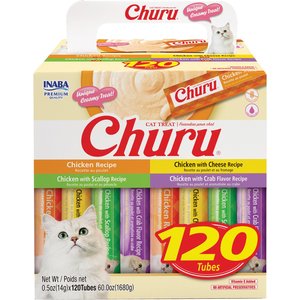 Inaba Churu Grain-Free Chicken Variety Lickable Cat Treat, 0.5-oz tube, 120 count