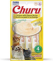 Inaba Churu Grain-Free Chicken with Cheese Puree Lickable Cat Treat, 0.5-oz tube, pack of 4