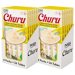 Inaba Churu Grain-Free Chicken with Cheese Puree Lickable Cat Treat, 0.5-oz tube, bundle of 48 