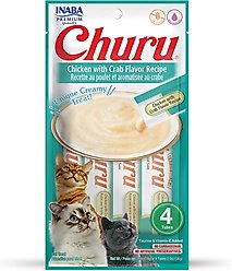 Inaba Churu Grain-Free Chicken with Crab Flavor Puree Lickable Cat Treat, 0.5-oz tube, pack of 4