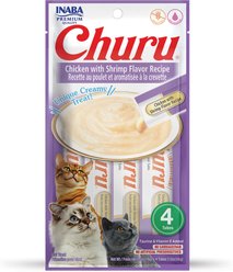 Inaba Churu Grain-Free Chicken with Shrimp Flavor Puree Lickable Cat Treat, 0.5-oz tube, pack of 4