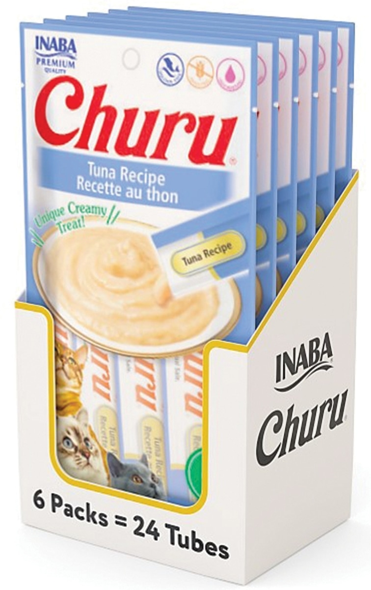 INABA Churu Grain-Free Tuna Puree Lickable Cat Treat, 0.5-oz tube