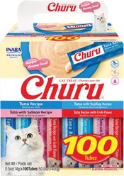 Inaba Churu Grain-Free Tuna Variety Lickable Cat Treat, 0.5-oz tube, 100 count