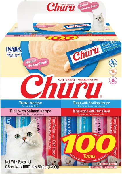 INABA Churu Grain-Free Tuna Variety Lickable Cat Treat, 0.5
