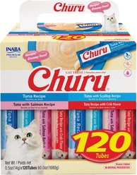 Inaba Churu Grain-Free Tuna Variety Lickable Cat Treat, 0.5-oz tube, 120 count