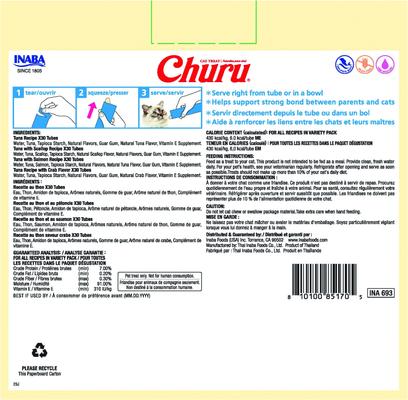 Show full view: Inaba Churu Grain-Free Tuna Variety Lickable Cat Treat, 0.5-oz tube, 120 count slide 3 of 11