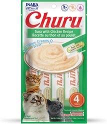 Inaba Churu Grain-Free Tuna with Chicken Puree Lickable Cat Treat, 0.5-oz tube, pack of 4