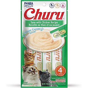 Inaba Churu Grain-Free Tuna with Chicken Puree Lickable Cat Treat, 0.5-oz tube, pack of 4