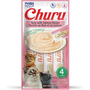 Inaba Churu Grain-Free Tuna with Salmon Puree Lickable Cat Treat, 0.5-oz tube, pack of 4