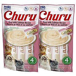 Inaba Churu Grain-Free Tuna with Salmon Puree Lickable Cat Treat, 0.5-oz tube, pack of 8