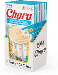 Inaba Churu Grain-Free Tuna with Scallop Puree Lickable Cat Treat, 0.5-oz tube, pack of 24