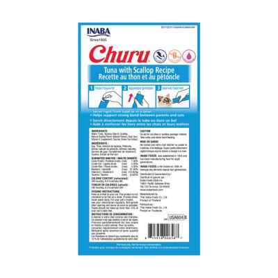Show full view: Inaba Churu Grain-Free Tuna with Scallop Puree Lickable Cat Treat, 0.5-oz tube, pack of 24 slide 3 of 12