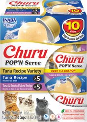 Inaba Churu Pop'n Serve Tuna Variety Grain-Free Lickable Cat Treats, 1.2-oz cup, 10 count