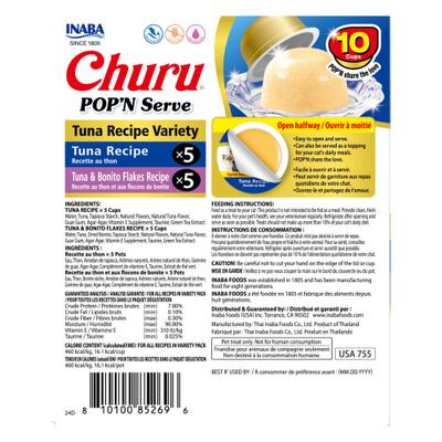 Show full view: Inaba Churu Pop'n Serve Tuna Variety Grain-Free Lickable Cat Treats, 1.2-oz cup, 10 count slide 3 of 9