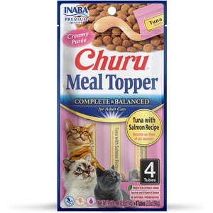 Inaba Churu Salmon Recipe Grain-Free Cat Lickable Treats Food Topper, 0.5-oz pouch, 4 count