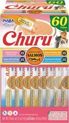Inaba Churu Salmon Variety Creamy Puree Grain-Free Lickable Cat Treats, 0.5-oz tube, 60 count