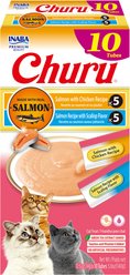 Inaba Churu Salmon with Scallop & Chicken Variety Creamy Puree Grain-Free Lickable Cat Treats, 0.5-oz tube, 10 count slide 1 of 9