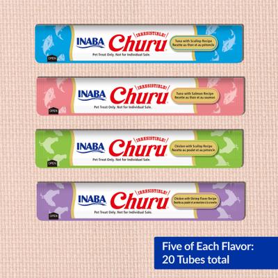 Show full view: Inaba Churu Seafood Puree Variety Pack Grain-Free Lickable Cat Treat, 0.5-oz tube, 20 count slide 4 of 13