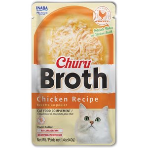 Inaba Churu Shredded Chicken & Creamy Broth Grain-Free Lickable Cat Treats, 1.4-oz pouch