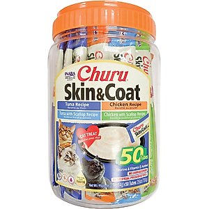 Inaba Churu Skin & Coat Variety Lickable Cat Treats, 0.5-oz tube, 50 count