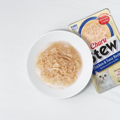 Show full view: Inaba Churu Stew for Cats Chicken & Tuna Variety Pack Lickable Cat Treats, 1.05-oz pouch, 5 count slide 5 of 11