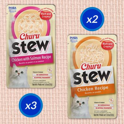 Show full view: Inaba Churu Stew for Cats Chicken Variety Pack Lickable Cat Treats, 1.05-oz pouch, 5 count slide 4 of 11