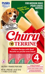 Inaba Churu Terrine Chicken Recipe with Beef Soft Dog Treat, 4 count, Medium