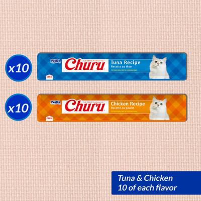 Show full view: Inaba Churu Tuna & Chicken Variety Pack Grain-Free Lickable Cat Treats, 0.5-oz tube, 20 count slide 4 of 12