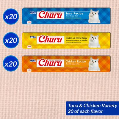 Show full view: Inaba Churu Tuna & Chicken Variety Pack Grain-Free Lickable Cat Treats, 0.5-oz tube, 60 count slide 4 of 12