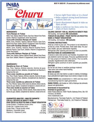Show full view: Inaba Churu Tuna Puree Variety Pack Grain-Free Lickable Cat Treat, 0.5-oz tube, pack of 20 slide 3 of 14