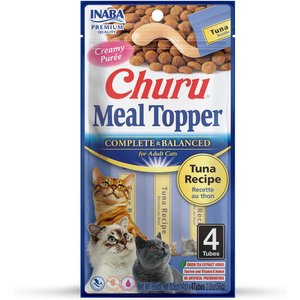 Inaba Churu Tuna Recipe Grain-Free Cat Lickable Treats Food Topper, 0.5-oz pouch, 4 count