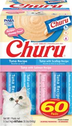 Inaba Churu Tuna Variety Pack Grain-Free Lickable Cat Treats, 0.5-oz tube, 60 count