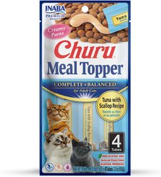 Inaba Churu Tuna with Scallop Recipe Grain-Free Cat Lickable Treats Food Topper, 0.5-oz pouch, 4 count