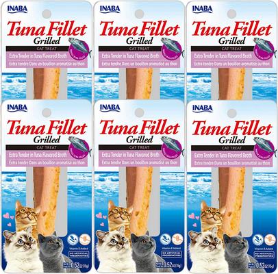 Show full view: Inaba Ciao Grain-Free Grilled Tuna Fillet Extra Tender in Tuna Flavored Broth Cat Treat, 0.52-oz pouch, pack of 6 + Weruva Cats in the Kitchen Cuties Variety Pack Grain-Free Canned Cat Food, 3.2-oz, case of 12 slide 2 of 8
