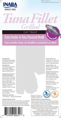 Show full view: Inaba Ciao Grain-Free Grilled Tuna Fillet Extra Tender in Tuna Flavored Broth Cat Treat, 0.52-oz pouch, pack of 6 + Weruva Cats in the Kitchen Cuties Variety Pack Grain-Free Canned Cat Food, 3.2-oz, case of 12 slide 3 of 8