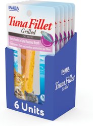 Inaba Ciao Grain-Free Grilled Tuna Fillet Extra Tender in Tuna Flavored Broth Cat Treat, 0.52-oz pouch, pack of 6 + Weruva Cats in the Kitchen Cuties Variety Pack Grain-Free Canned Cat Food, 3.2-oz, case of 12 slide 2 of 8