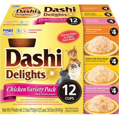 Inaba Inaba Dashi Delight Chicken Flavored Variety Pack Bits in Broth Cat Food, 2.5-oz cup, bundle of 36
