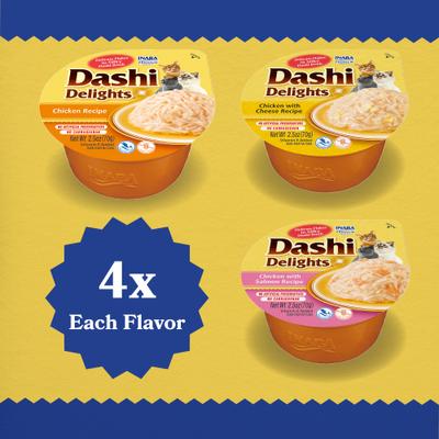 Show full view: Inaba Dashi Delight Chicken Flavored Variety Pack Bits in Broth Cat Food Topping, 2.5-oz cup, case of 12 slide 4 of 12
