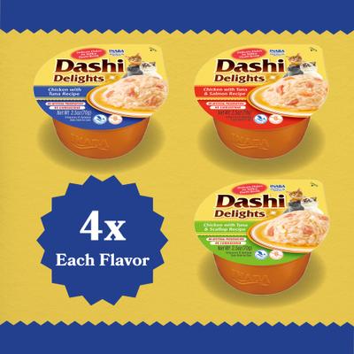 Show full view: Inaba Dashi Delight Tuna Flavored Variety Pack Bits in Broth Cat Food Topping, 2.5-oz cup, case of 12 slide 4 of 12