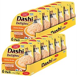 Inaba Dashi Delights Chicken Flavored Bits in Broth Cat Food, 2.5-oz cup, bundle of 12 