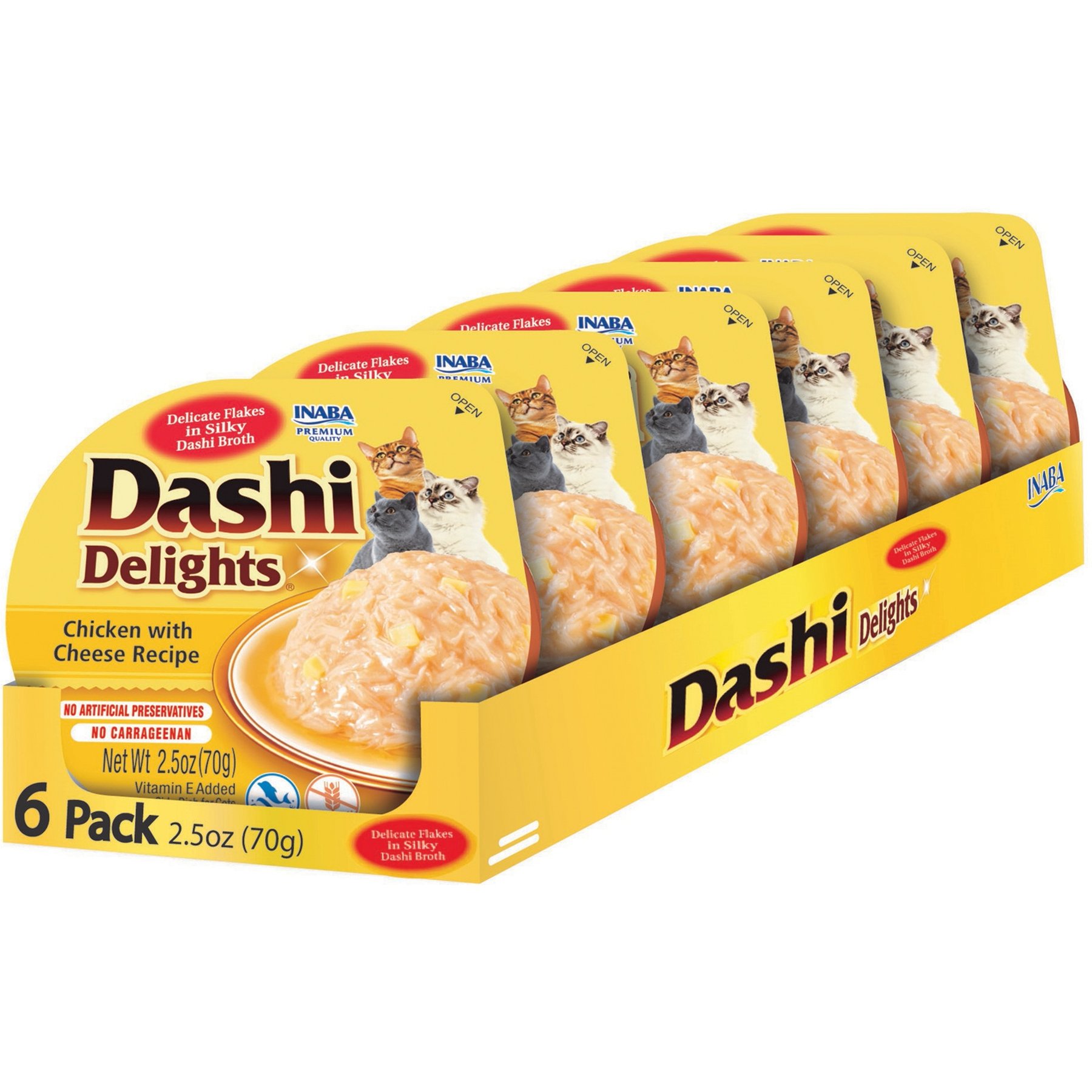 Inaba Dashi Delights Chicken with Cheese Recipe Grain-Free Cat Food Topper, 2.5-oz cup, pack of 6