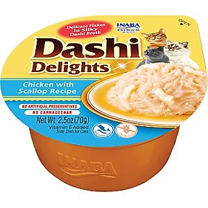 Inaba Dashi Delights Chicken with Scallop Flavored Bits in Broth Cat Food Topping, 2.5-oz cup
