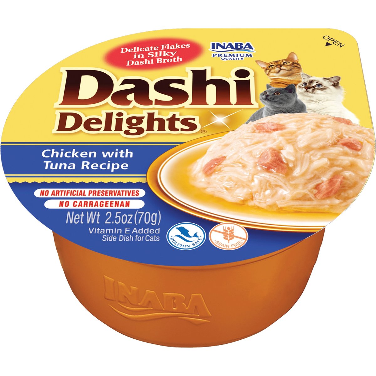 Inaba Dashi Delights Chicken with Tuna Flavored Bits in Broth Cat Food Topping, 2.5-oz cup