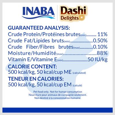 Show full view: Inaba Dashi Delights Chicken with Tuna & Scallop Flavored Bits in Broth Cat Food Topping, 2.5-oz cup slide 9 of 11