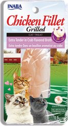 Inaba Extra Tender Grilled Chicken Fillet in Crab Flavored Broth Grain-Free Cat Treat, .9oz pouch, 1ct