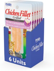 Inaba Extra Tender Grilled Chicken Fillet in Crab Flavored Broth Grain-Free Cat Treat, .9oz pouch, 6ct