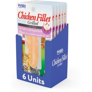 Inaba Extra Tender Grilled Chicken Fillet in Crab Flavored Broth Grain-Free Cat Treat, .9oz pouch, 6ct