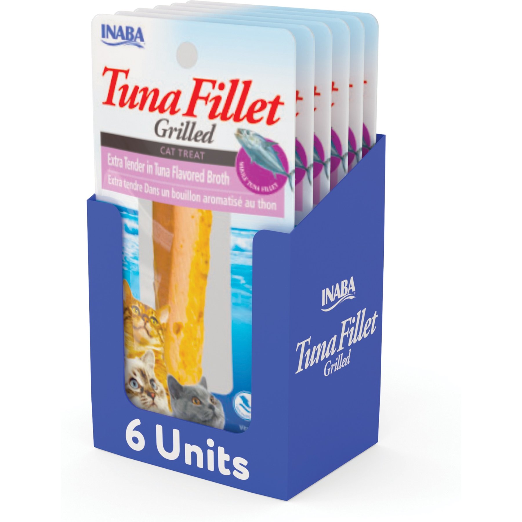 Inaba Extra Tender Grilled Tuna Fillet in Tuna Broth Grain-Free Cat Treat, 0.52-oz pouch, bundle of 12