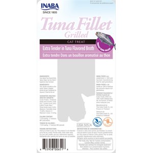 Inaba Extra Tender Grilled Tuna Fillet in Tuna Broth Grain-Free Cat Treats, .52oz pouch, 6ct